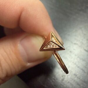 14K Solid Rose Gold Natural Diamond Triangle Ring